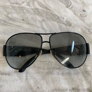 Chanel 4128 CC logo wrap aviator pilot black sunglasses